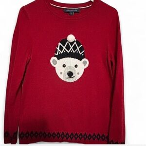 Tommy Hilfiger Red Sweater with Bear Design